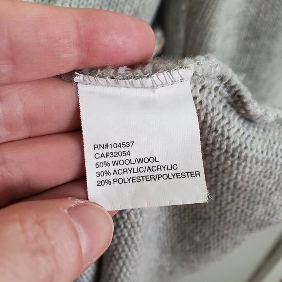 TINY by Anthropologie Wool Blend Knit Cardigan Sweater Coat Grey Women's Large - Picture 12 of 15